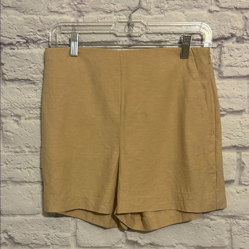 Ann Taylor Classic High Waist Linen Tan Shorts